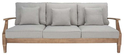 Safavieh - Martinique Wood Patio Sofa - Natural - Grey - CPT1013B veiw 1