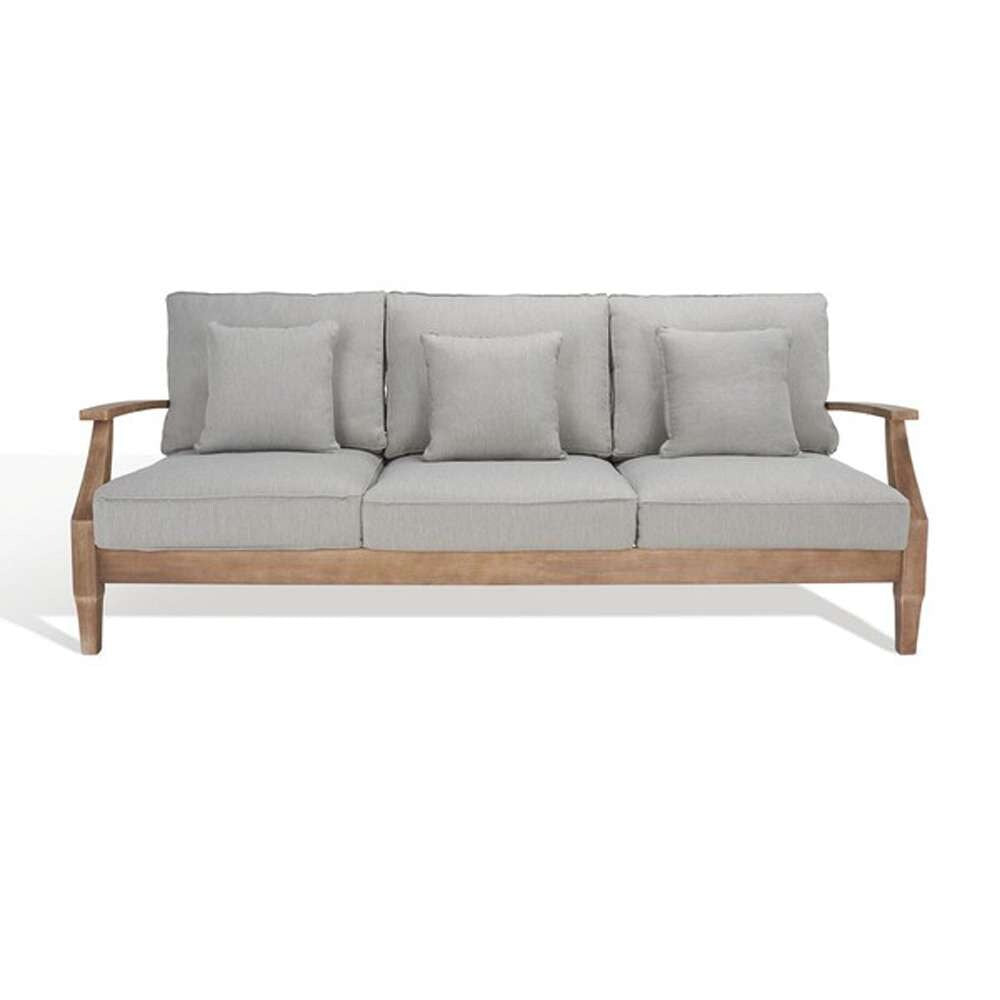 Safavieh - Martinique Wood Patio Sofa - Natural - Grey - CPT1013B veiw 2