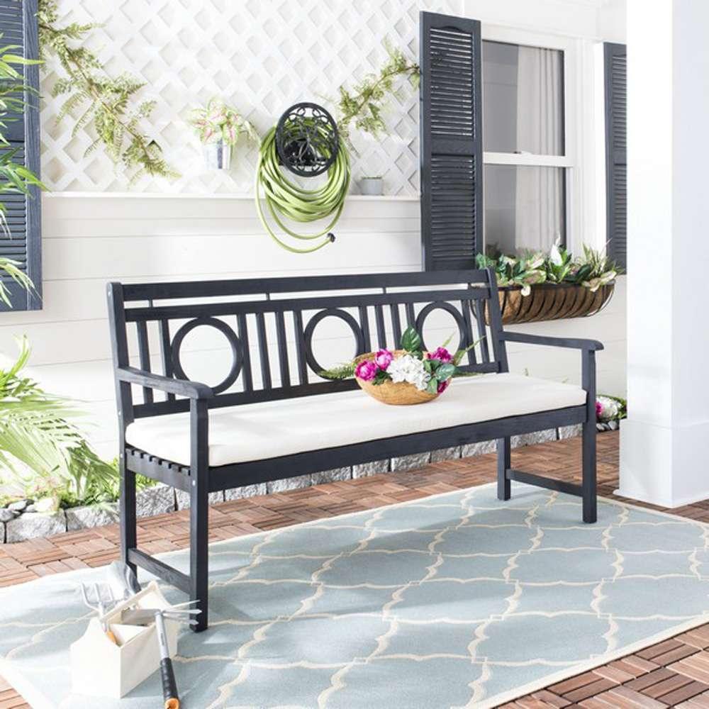 Safavieh - Montclair 3 Seat Bench - Dark Slate Gray - Beige - PAT6736K veiw 2