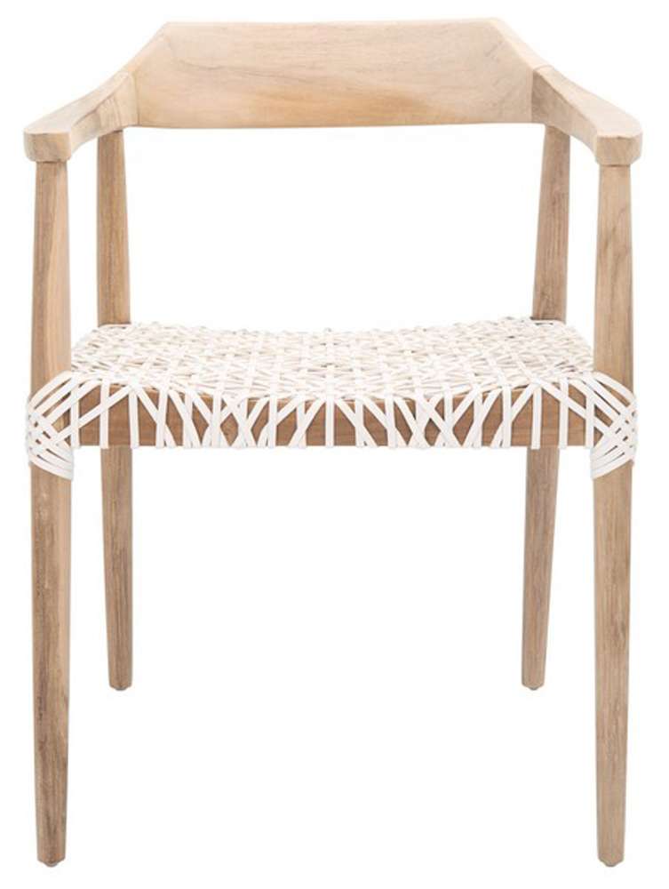 Safavieh - Munro Lther Woven Accent Chair - Natural - White - ACH1005A veiw 1
