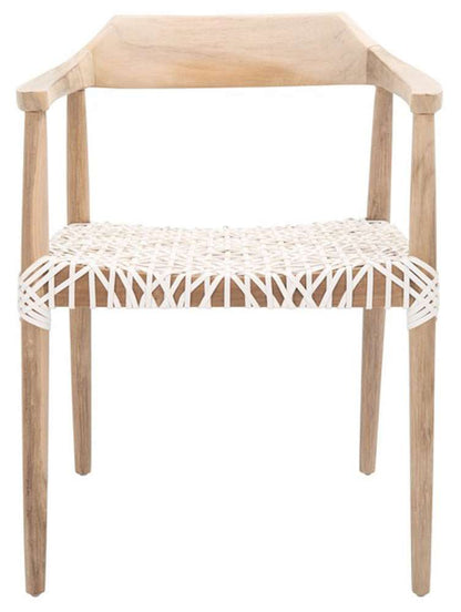 Safavieh - Munro Lther Woven Accent Chair - Natural - White - ACH1005A veiw 1