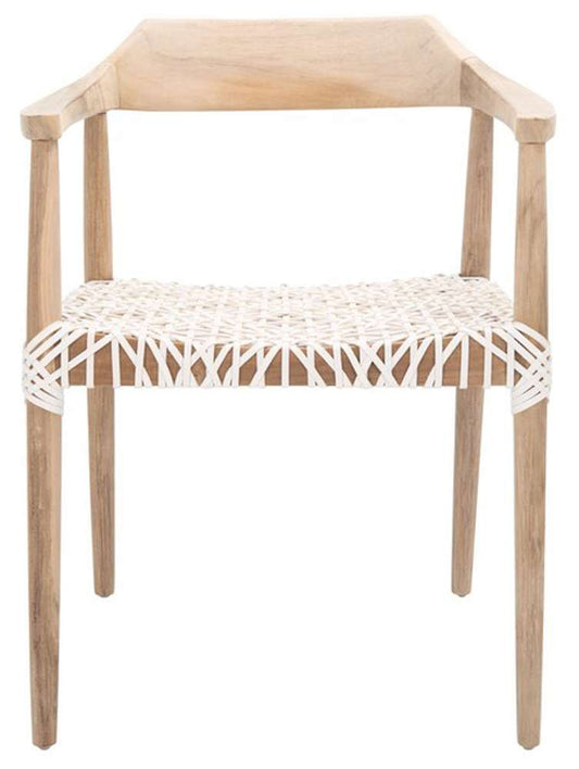 Safavieh - Munro Lther Woven Accent Chair - Natural - White - ACH1005A veiw 1