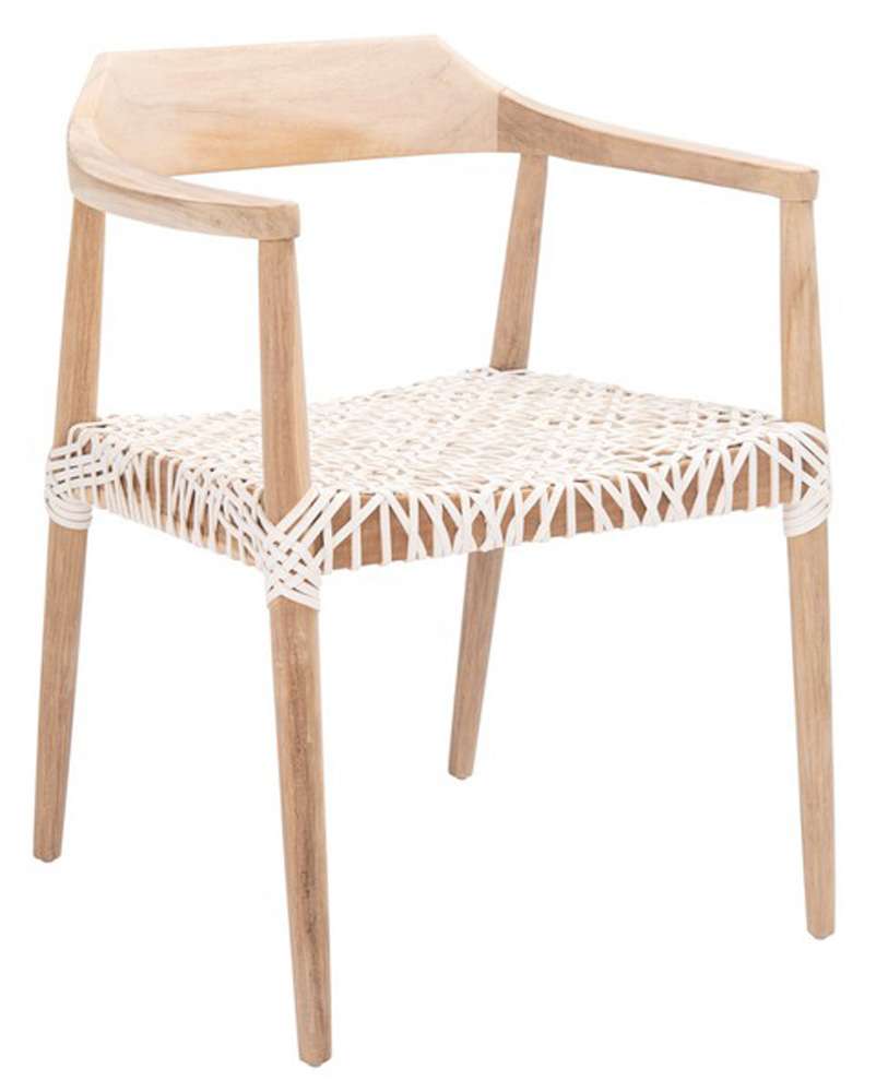 Safavieh - Munro Lther Woven Accent Chair - Natural - White - ACH1005A veiw 3