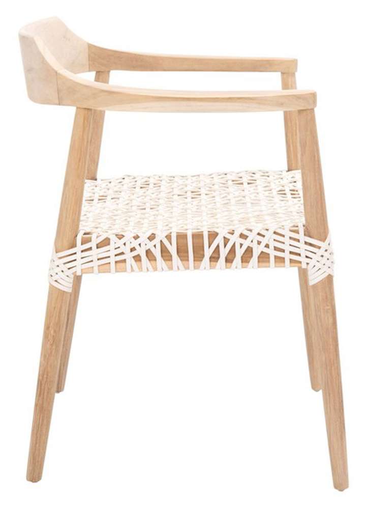 Safavieh - Munro Lther Woven Accent Chair - Natural - White - ACH1005A veiw 4
