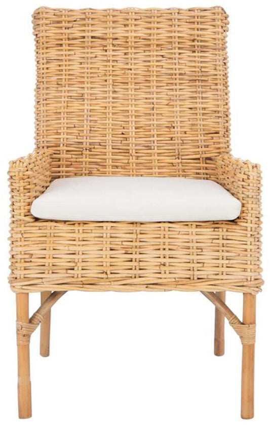 Safavieh - Nancy Rattan Acct Chair W/Cush - White - Natural - ACH6518B veiw 1