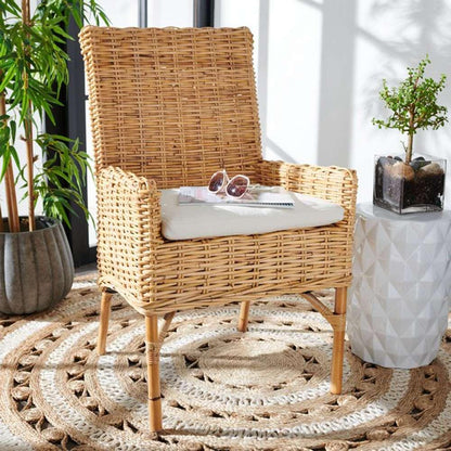 Safavieh - Nancy Rattan Acct Chair W/Cush - White - Natural - ACH6518B veiw 2
