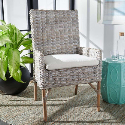Safavieh - Nancy Rattan Acct Chair W/Cush - White - Grey White Wash - ACH6518A veiw 2