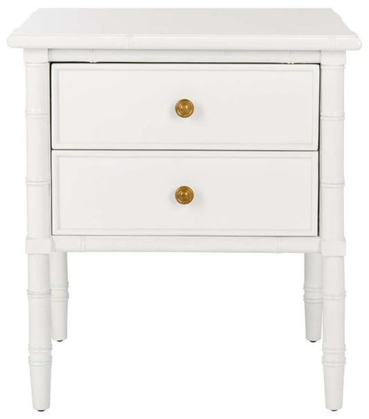 Safavieh - Niah 2 Drawer Nightstand - White - Gold - NST3501B veiw 1