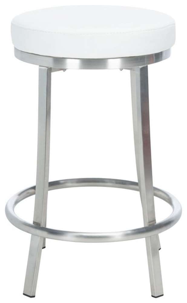 Safavieh - Obito Swivel Counter Stool - White - Brushed Nickle - BST3004A veiw 1