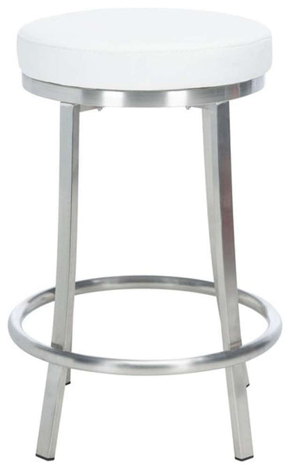 Safavieh - Obito Swivel Counter Stool - White - Brushed Nickle - BST3004A veiw 1