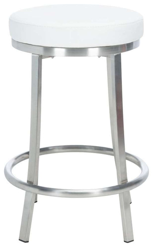 Safavieh - Obito Swivel Counter Stool - White - Brushed Nickle - BST3004A veiw 1