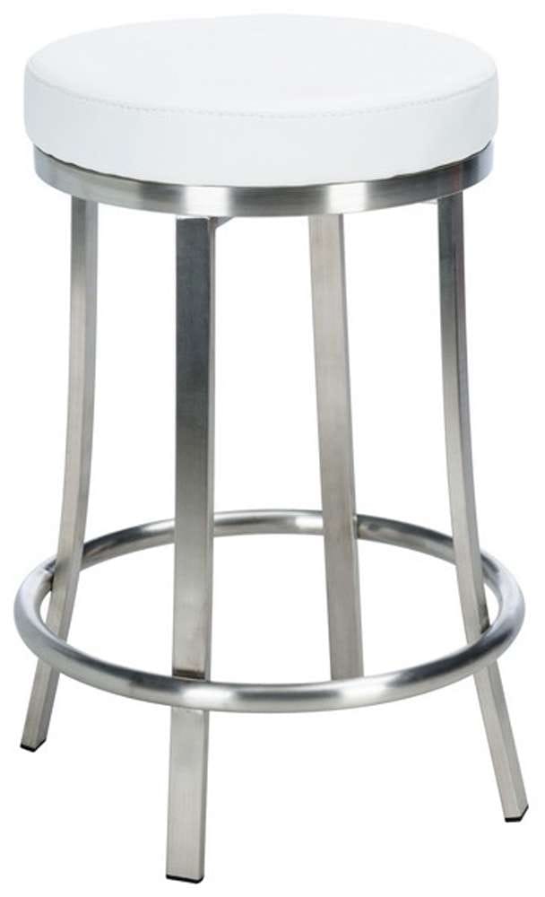 Safavieh - Obito Swivel Counter Stool - White - Brushed Nickle - BST3004A veiw 3