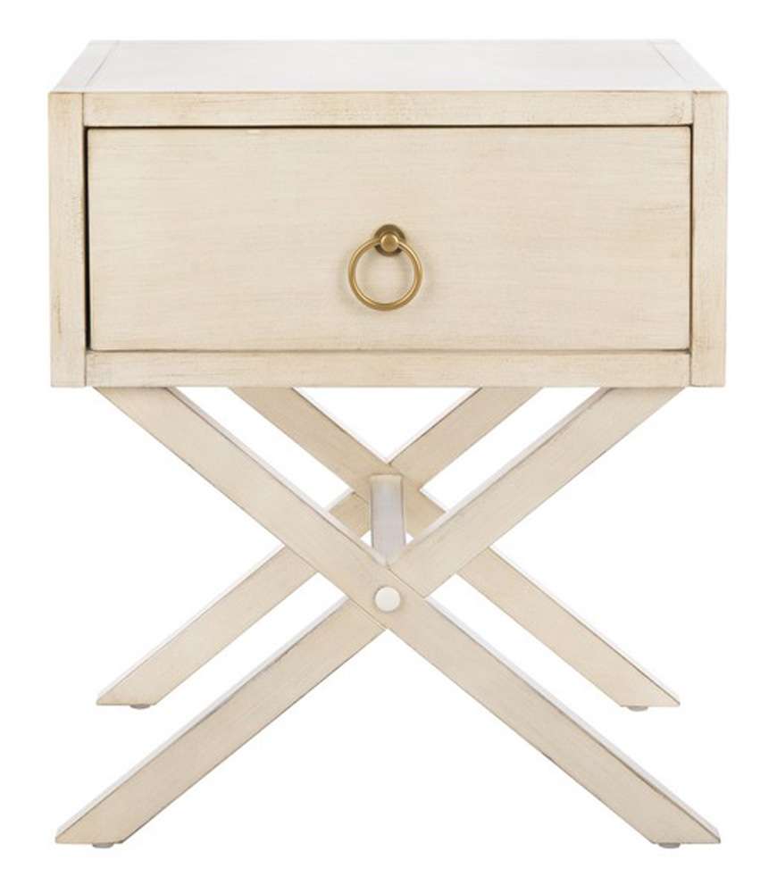 Safavieh - Odilia 1 Drawer Nightstand - Antique - White - NST9200B veiw 1