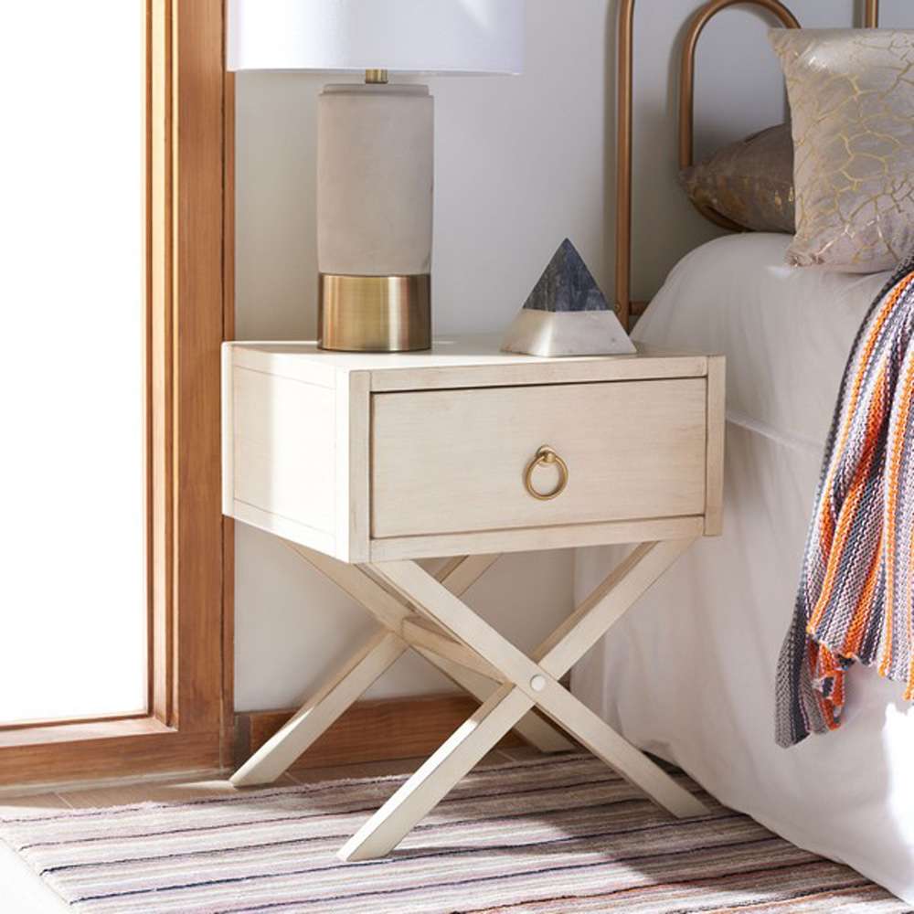 Safavieh - Odilia 1 Drawer Nightstand - Antique - White - NST9200B veiw 3