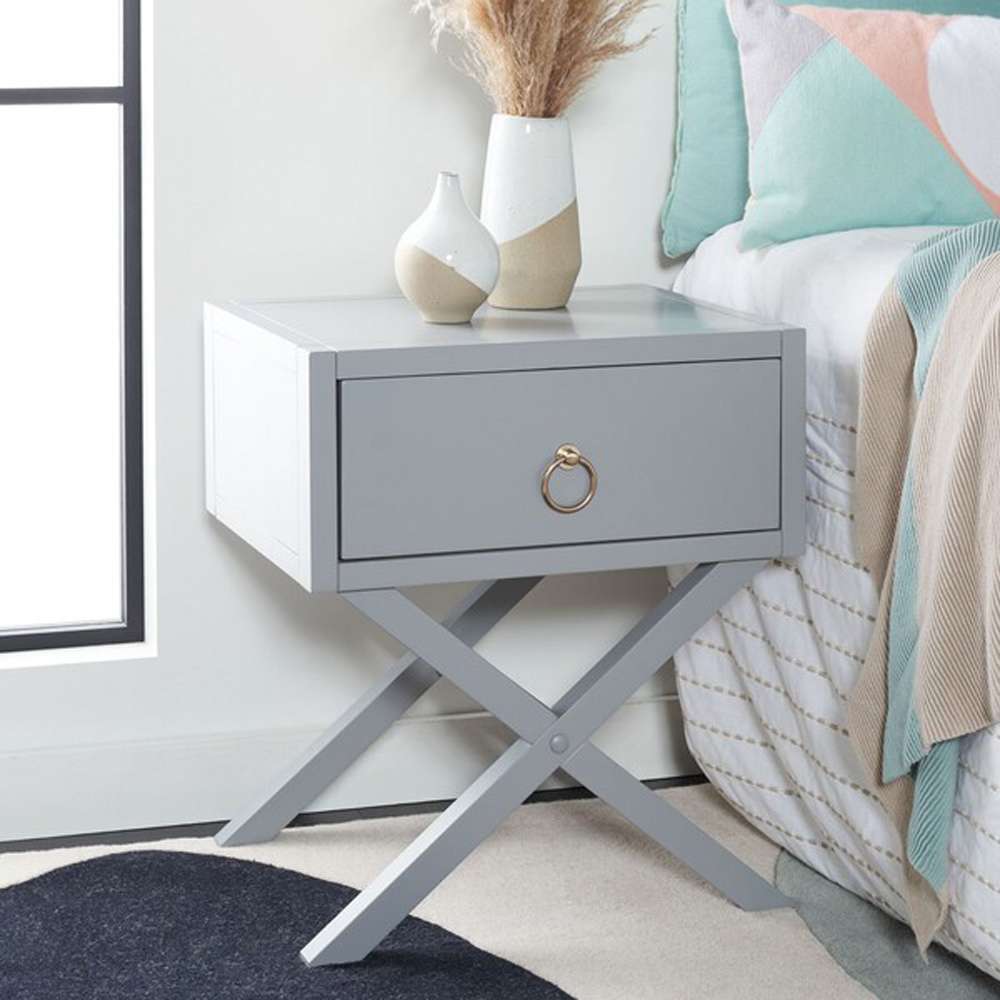 Safavieh - Odilia 1 Drawer Nightstand - Grey - NST9200D veiw 3