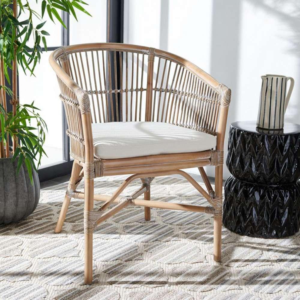 Safavieh - Olivia Rttn Acct Chair W/Cush - White - Grey White Wash - ACH6516B veiw 2