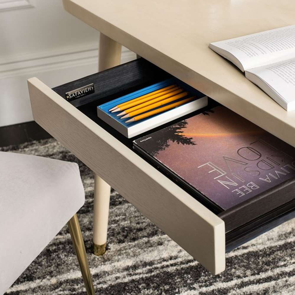 Safavieh - Parker 1 Drawer Desk - White Washed - Gold - DSK6400B veiw 2