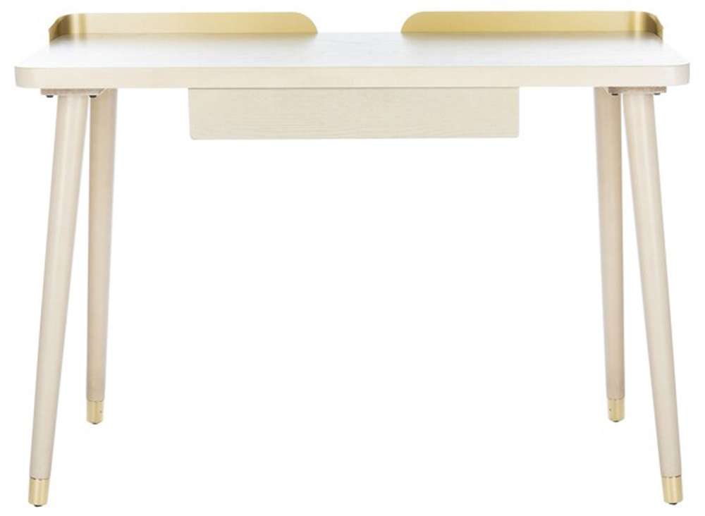 Safavieh - Parker 1 Drawer Desk - White Washed - Gold - DSK6400B veiw 3
