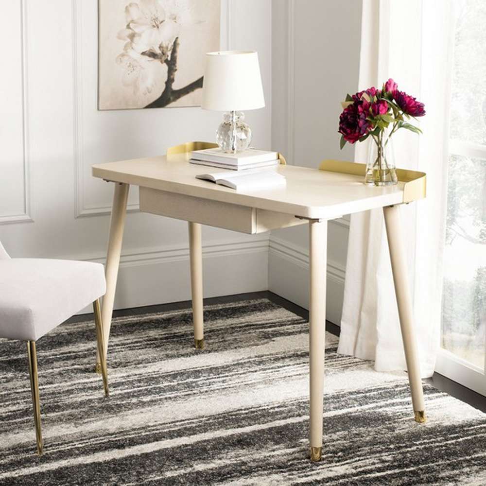 Safavieh - Parker 1 Drawer Desk - White Washed - Gold - DSK6400B veiw 4