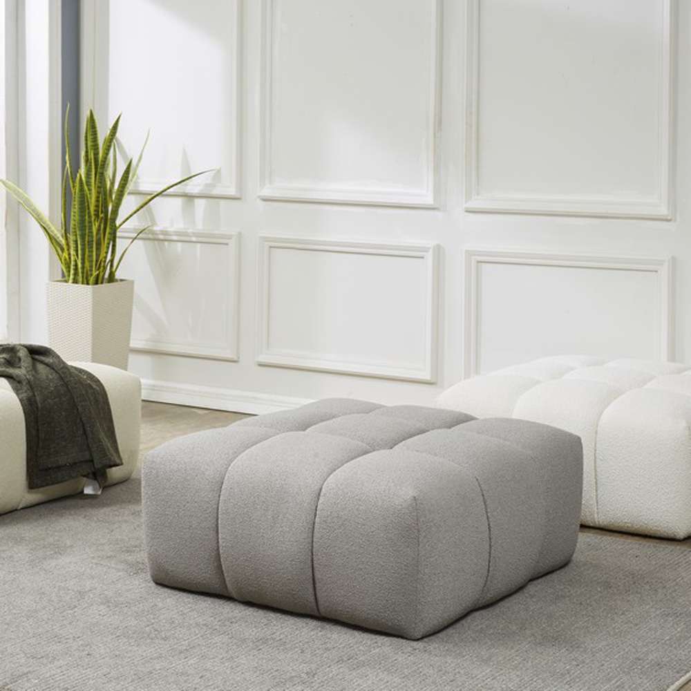 Safavieh - Petryna Boucle Tufted Ottoman - Grey - SFV4823C veiw 2