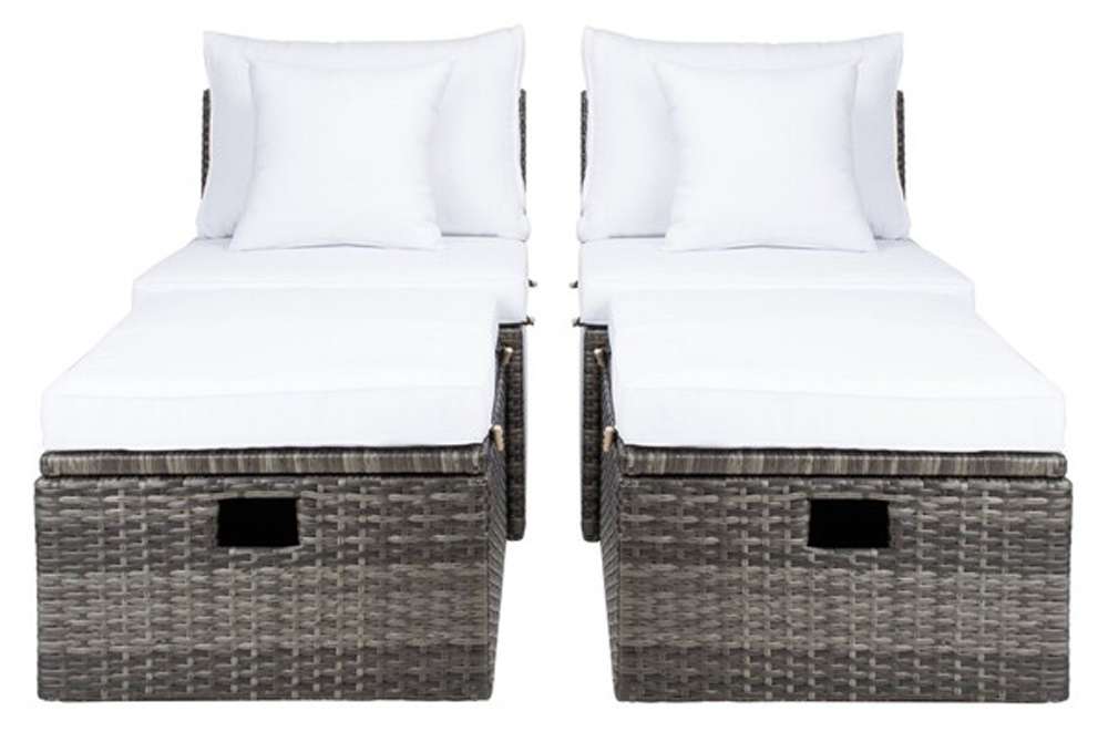 Safavieh - Pramla Outdoor Sette With Otto - Grey Brown - White - PAT7515C veiw 2