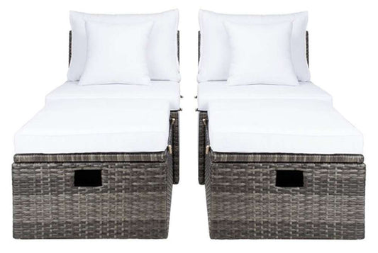 Safavieh - Pramla Outdoor Sette With Otto - Grey Brown - White - PAT7515C veiw 2