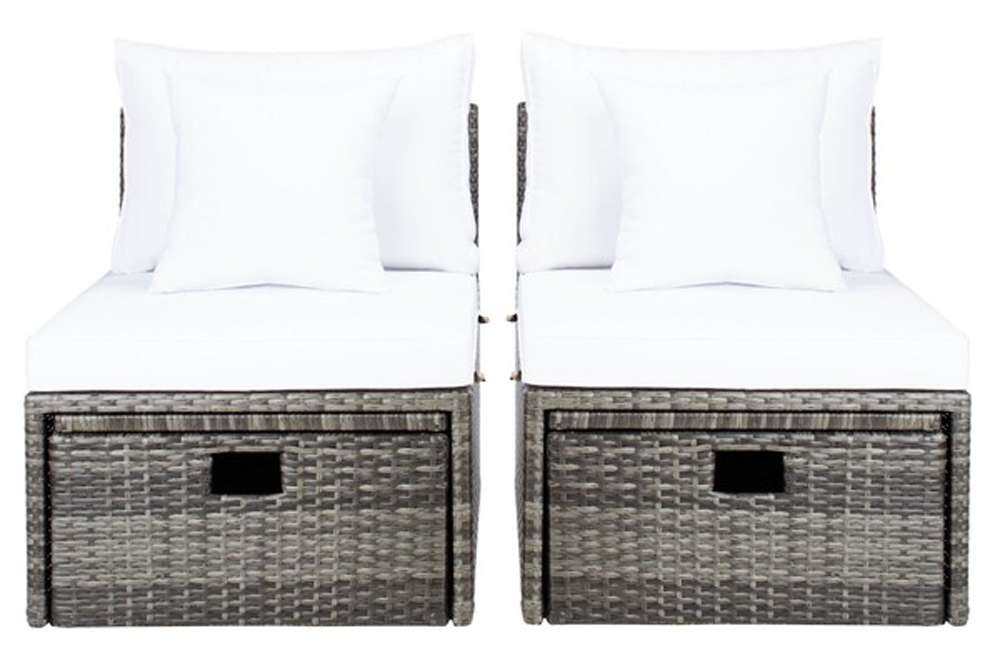 Safavieh - Pramla Outdoor Sette With Otto - Grey Brown - White - PAT7515C veiw 3