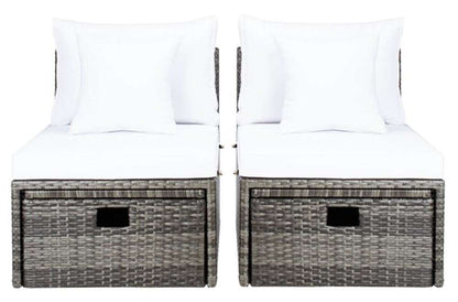 Safavieh - Pramla Outdoor Sette With Otto - Grey Brown - White - PAT7515C veiw 3