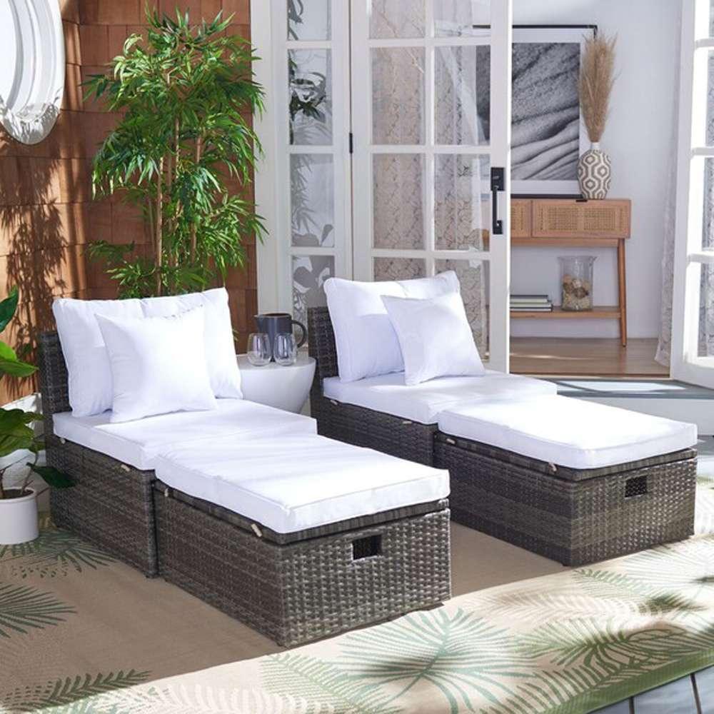 Safavieh - Pramla Outdoor Sette With Otto - Grey Brown - White - PAT7515C veiw 4