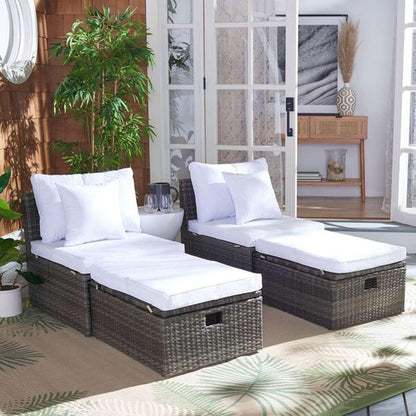 Safavieh - Pramla Outdoor Sette With Otto - Grey Brown - White - PAT7515C veiw 4