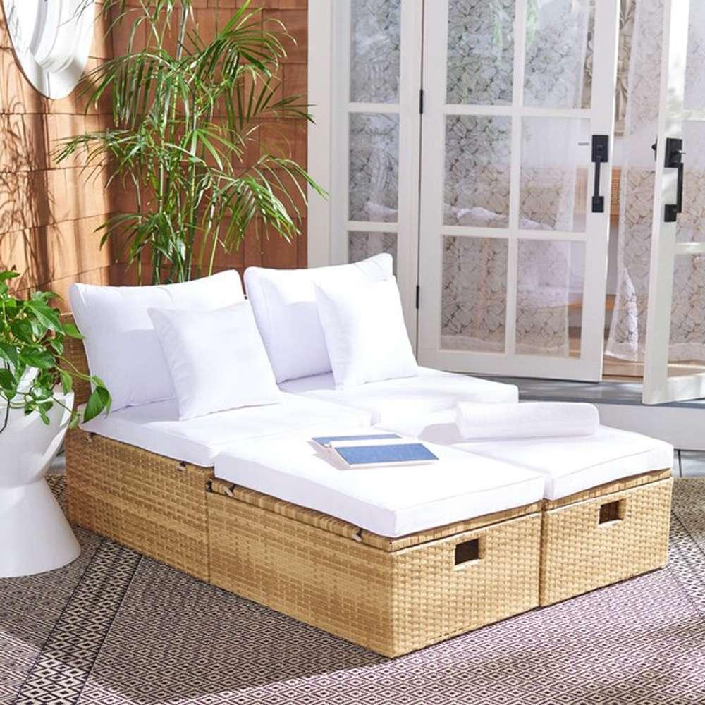 Safavieh - Pramla Outdoor Sette With Otto - Natural - White - PAT7515D veiw 1