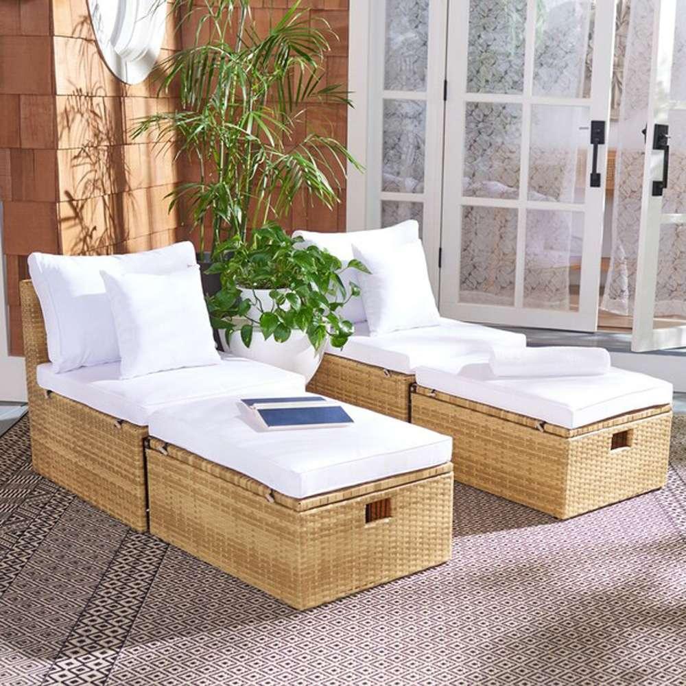 Safavieh - Pramla Outdoor Sette With Otto - Natural - White - PAT7515D veiw 4