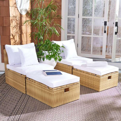 Safavieh - Pramla Outdoor Sette With Otto - Natural - White - PAT7515D veiw 4