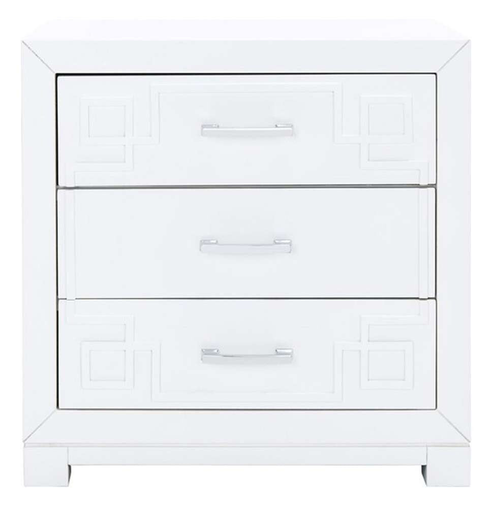 Safavieh - Raina Three Drawer Nightstand - White - Silver - FOX6278F veiw 1