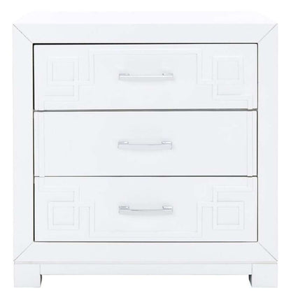 Safavieh - Raina Three Drawer Nightstand - White - Silver - FOX6278F veiw 1