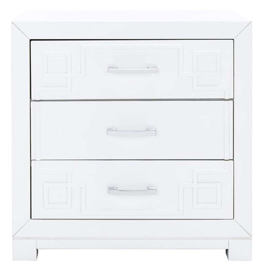 Safavieh - Raina Three Drawer Nightstand - White - Silver - FOX6278F veiw 1