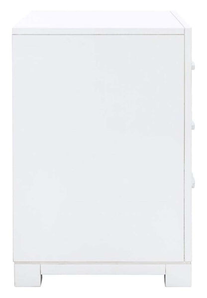 Safavieh - Raina Three Drawer Nightstand - White - Silver - FOX6278F veiw 3