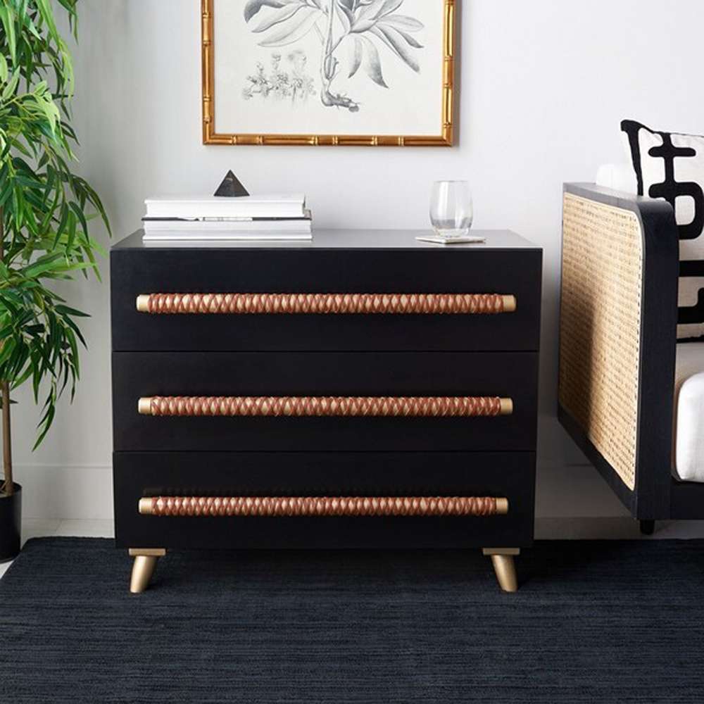 Safavieh - Raquel 3 Drawer Chest - Black - Gold - CHS6602B veiw 2