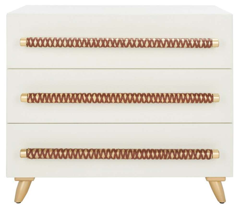 Safavieh - Raquel 3 Drawer Chest - White - Gold - CHS6602C veiw 1