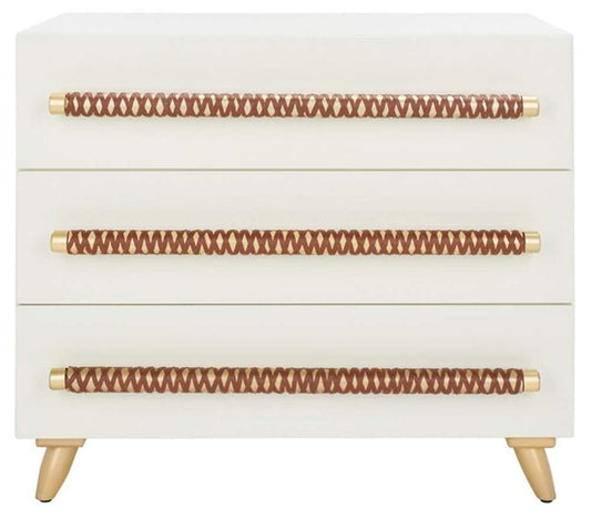 Safavieh - Raquel 3 Drawer Chest - White - Gold - CHS6602C veiw 1