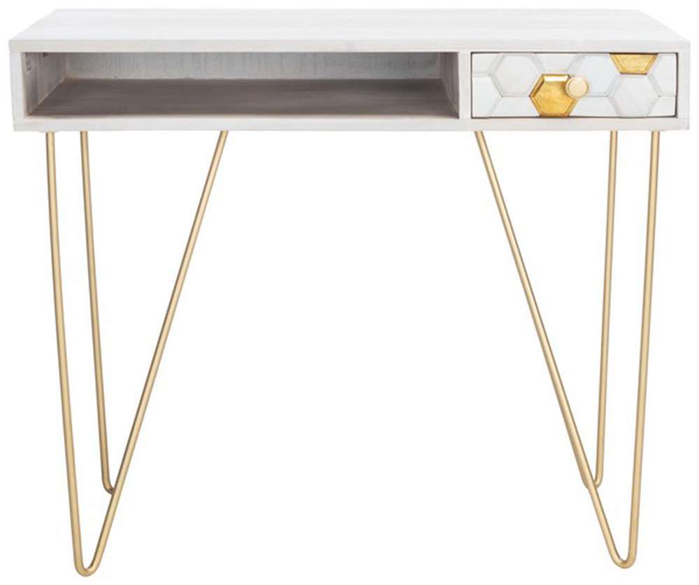 Safavieh - Raveena Desk - White Washed - Brass - DSK9002C veiw 1