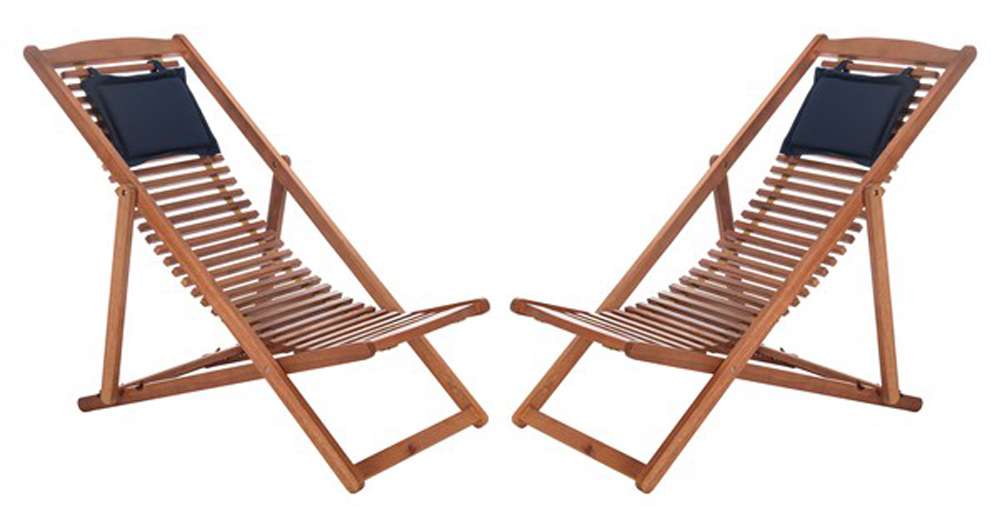 Safavieh - Rendi Relax Chair With Pillow - Natural - Navy  (Set of 2) - PAT7048A-SET2 veiw 1