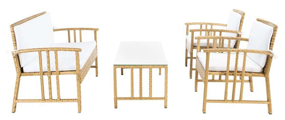 Safavieh - Reslor 4 Pc Living Set - Natural - White - PAT7713D veiw 3