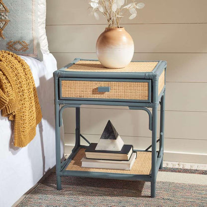 Safavieh - Roya 1 Drwr 1 Shelf Nightstand - Blue Grey - Natural - NST4005B veiw 2