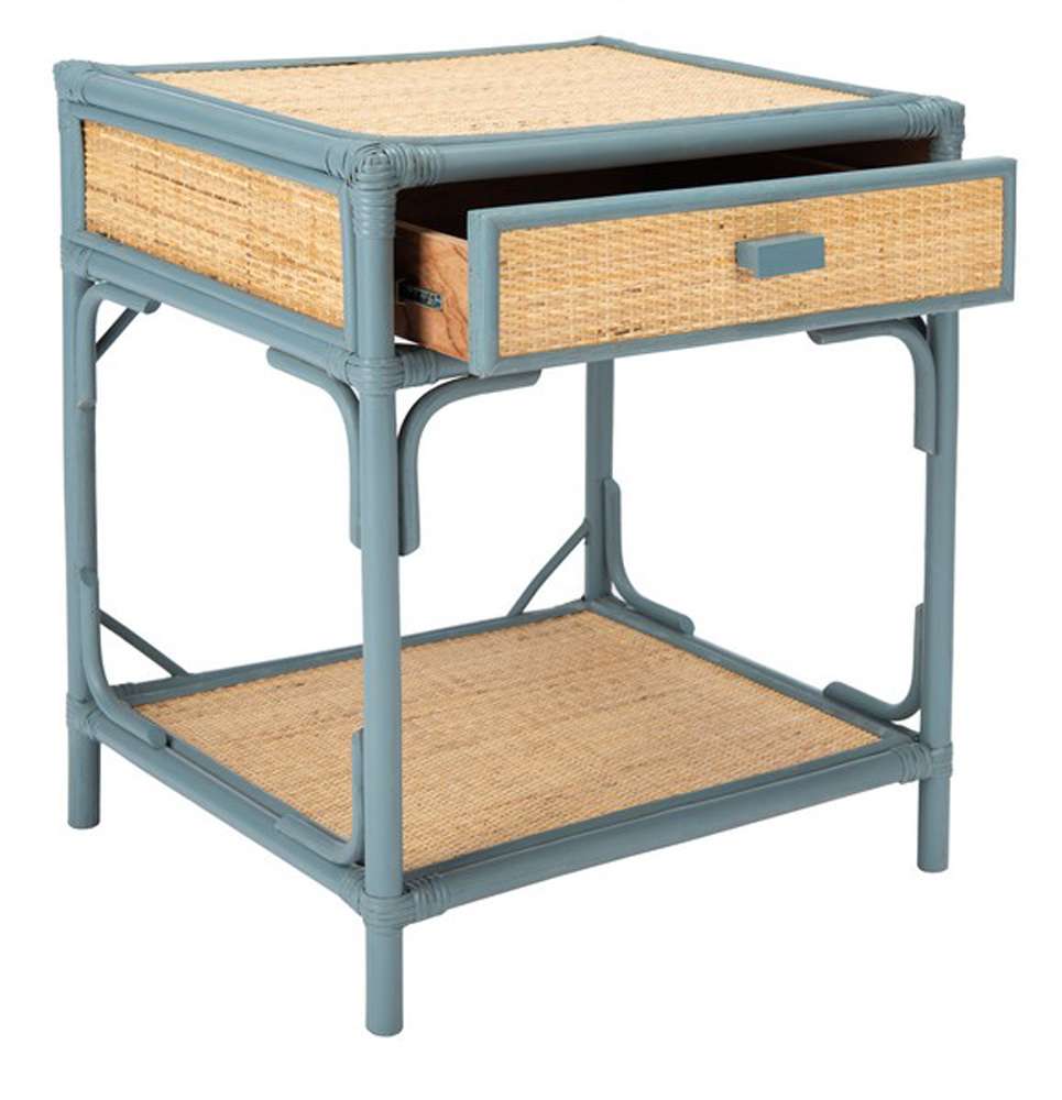 Safavieh - Roya 1 Drwr 1 Shelf Nightstand - Blue Grey - Natural - NST4005B veiw 4