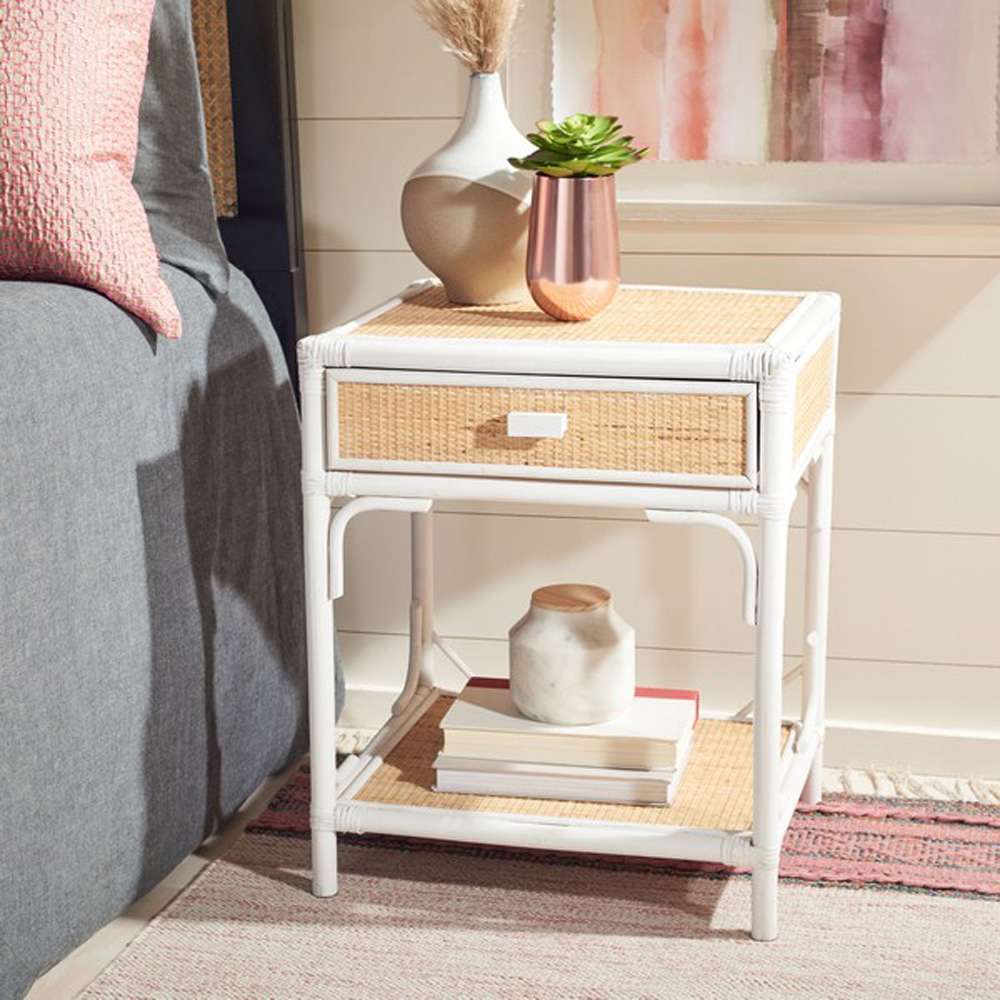 Safavieh - Roya 1 Drwr 1 Shelf Nightstand - White - Natural - NST4005C veiw 2