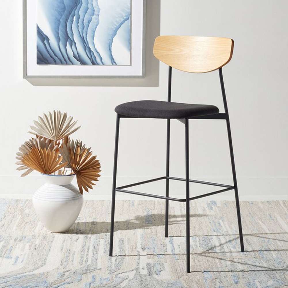 Safavieh - Ryker Barstool - Oak - Black - BST3008C veiw 2