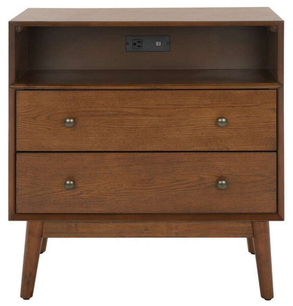 Safavieh - Scully 2Drw 1Shlf Chest W/Usb - Medium Oak - Antique Gold - CHS6417C veiw 1