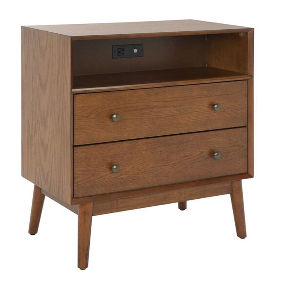 Safavieh - Scully 2Drw 1Shlf Chest W/Usb - Medium Oak - Antique Gold - CHS6417C veiw 3