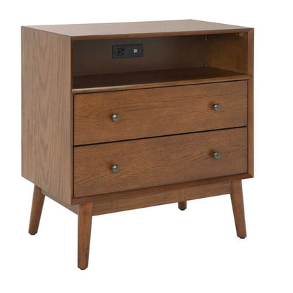 Safavieh - Scully 2Drw 1Shlf Chest W/Usb - Medium Oak - Antique Gold - CHS6417C veiw 3